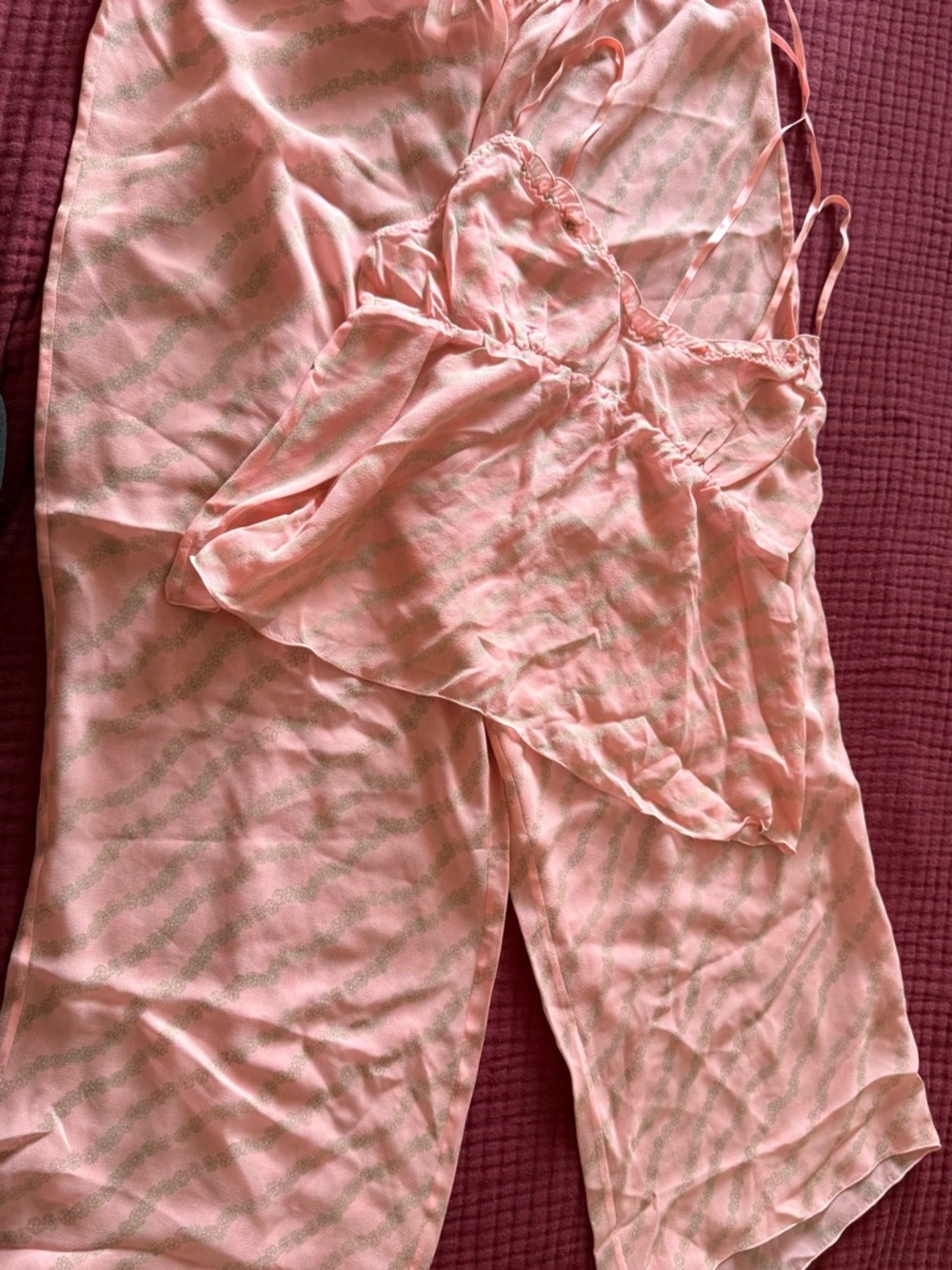 Vintage 2002 J. Crew Pink Silk Camisole & Lounge Pants Set Honeymoon Sexy
